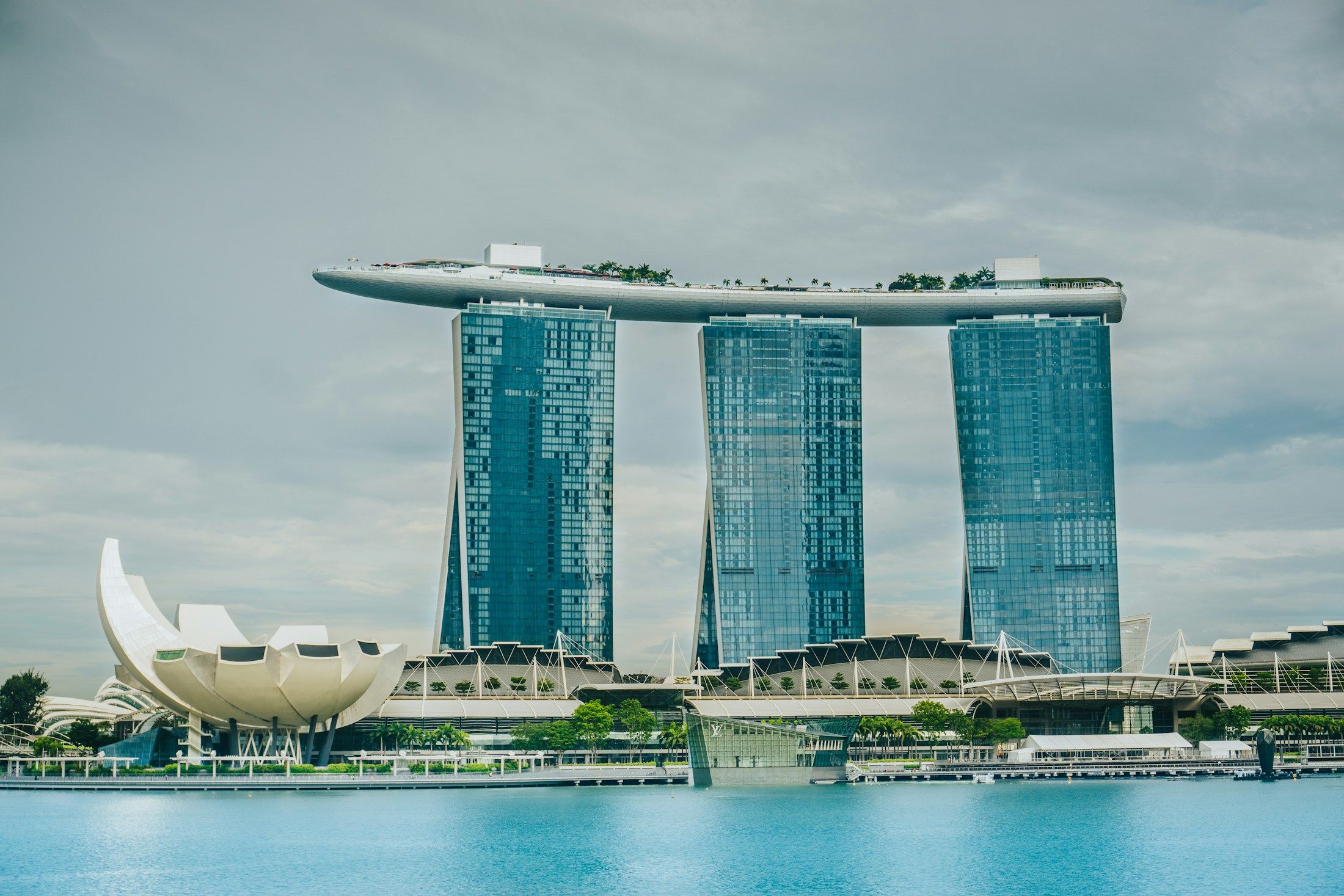 Marina Bay Sands and the ArtScience Museum across the water in Singapore